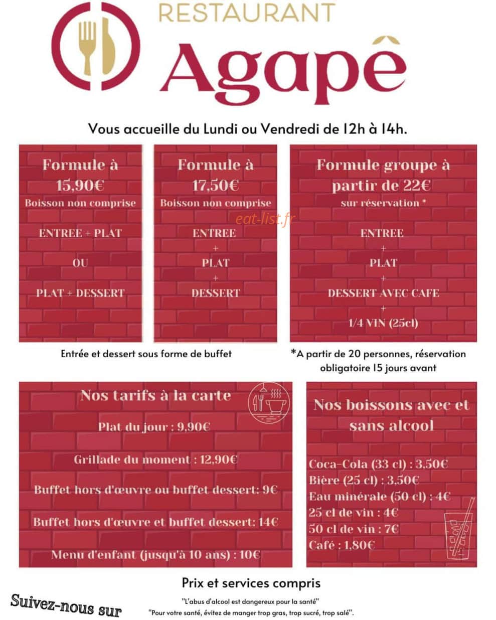 Restaurant Agapê — carte page 1