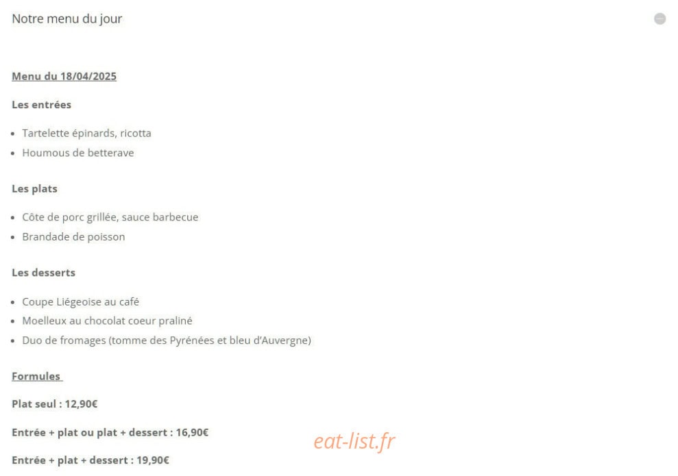 Carte et menu de Restaurant Brasserie Les Acolytes à Toulouse — Menu du jour