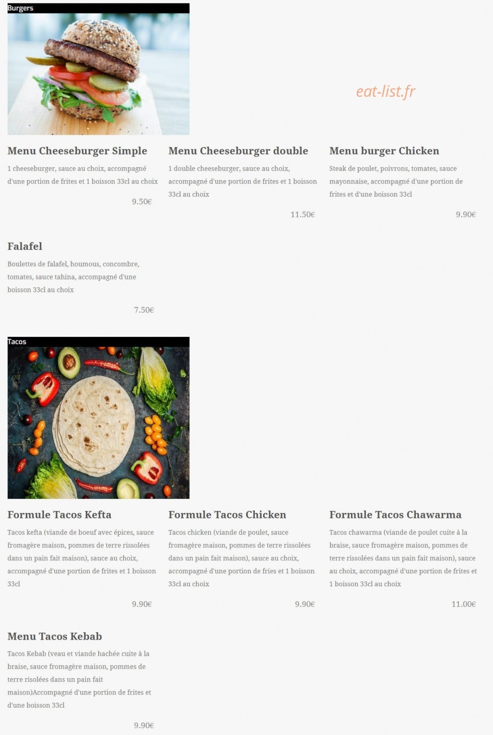 Restaurant janna — carte page 2