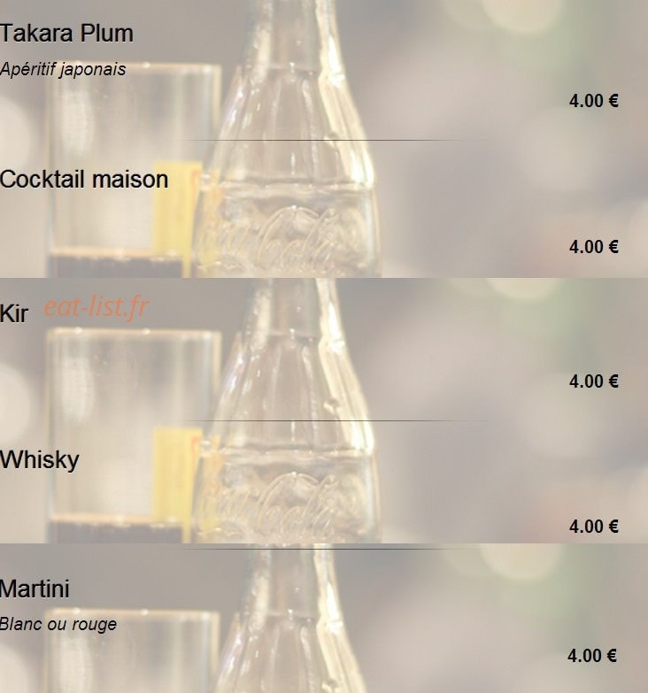 Carte et menu de Sakuraya sushi à Toulouse — Les apéritifs