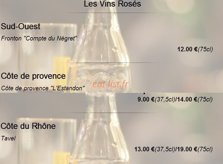 Carte et menu de Sakuraya sushi à Toulouse — Les vins rosés