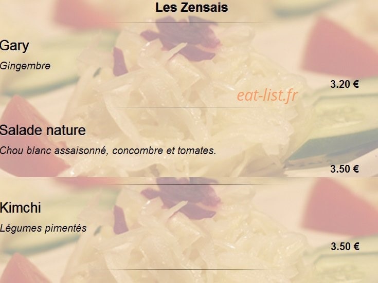 Carte et menu de Sakuraya sushi à Toulouse — Les zensais