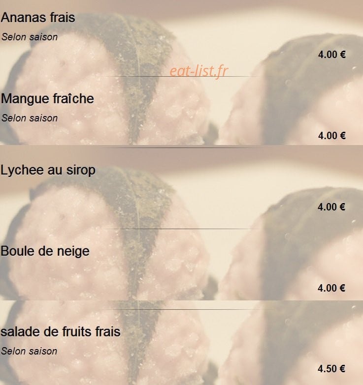 Carte et menu de Sakuraya sushi à Toulouse — Les desserts(suite)