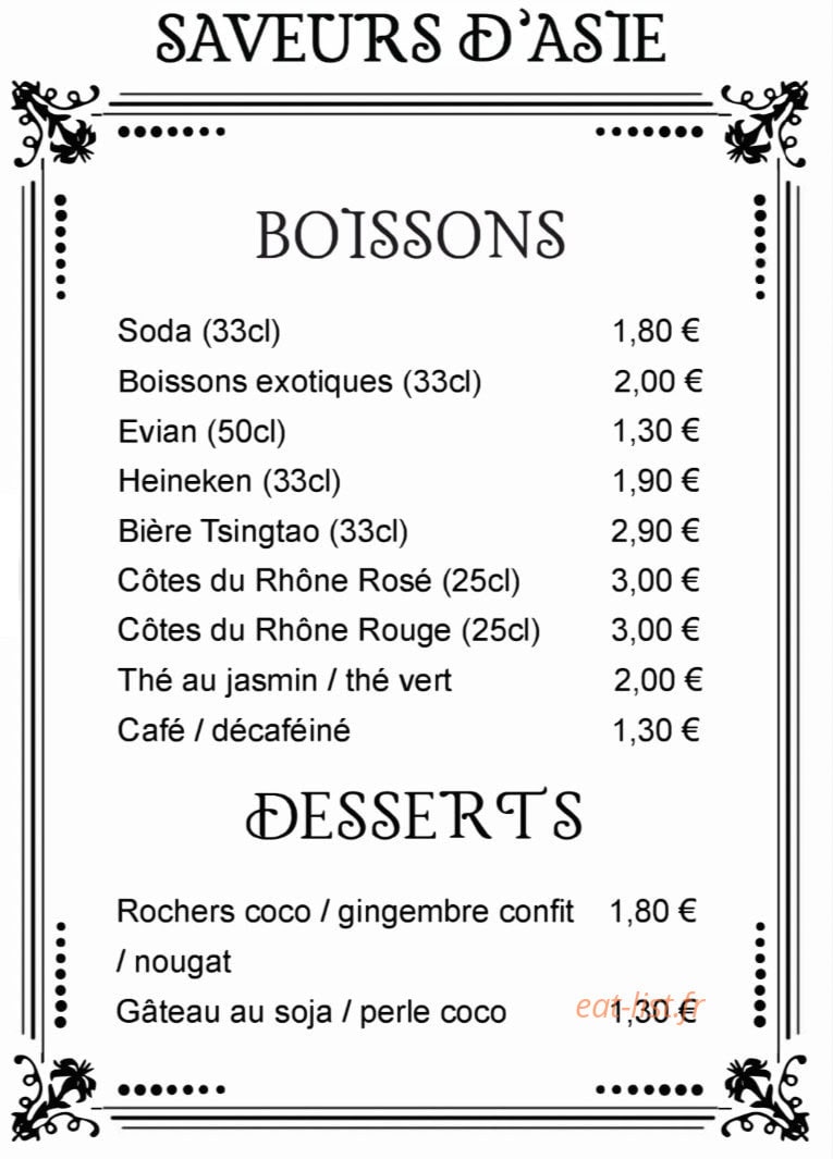 Saveur d'Asie Express — carte page 5