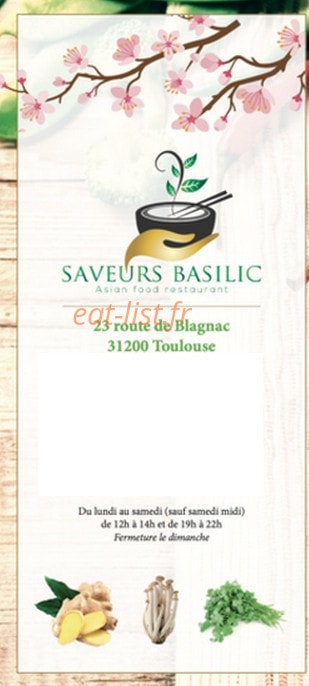 Saveurs Basilic — carte page 1