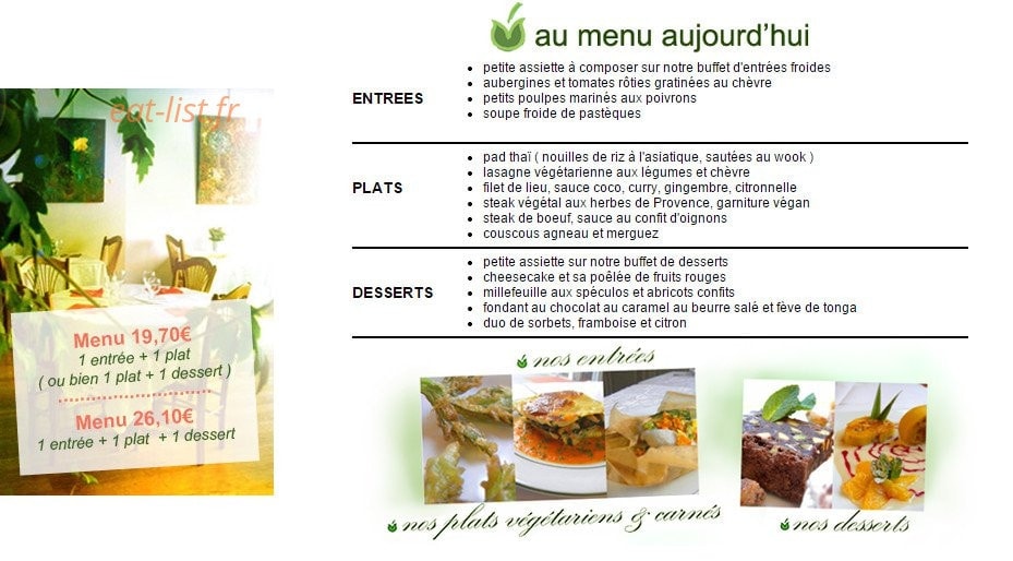 Saveurs Bio — carte page 1