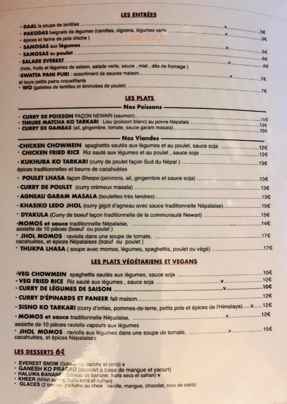 Saveurs de Leverest — carte page 1