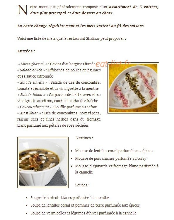 Shalizar — carte page 1
