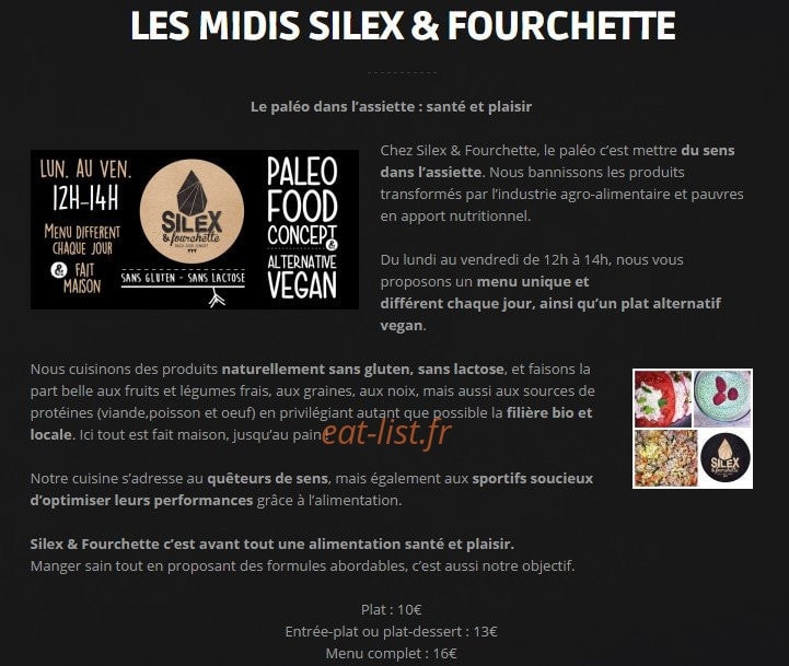 Silex & Fourchette — carte page 2