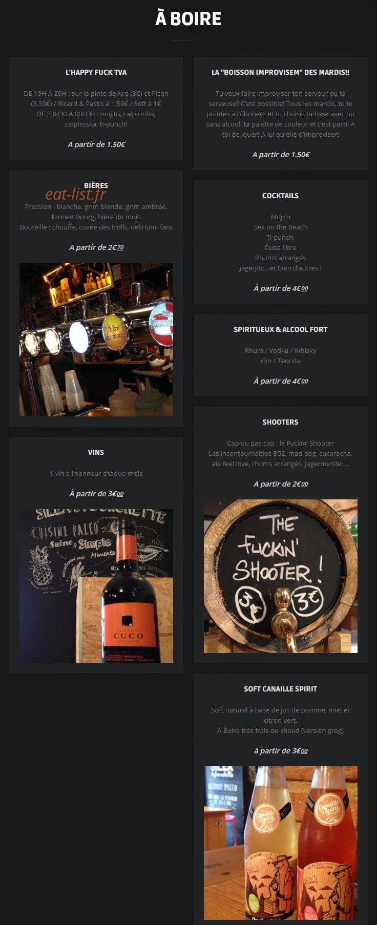 Silex & Fourchette — carte page 1