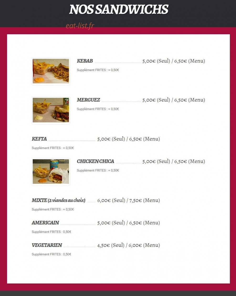 So' Burger — carte page 2