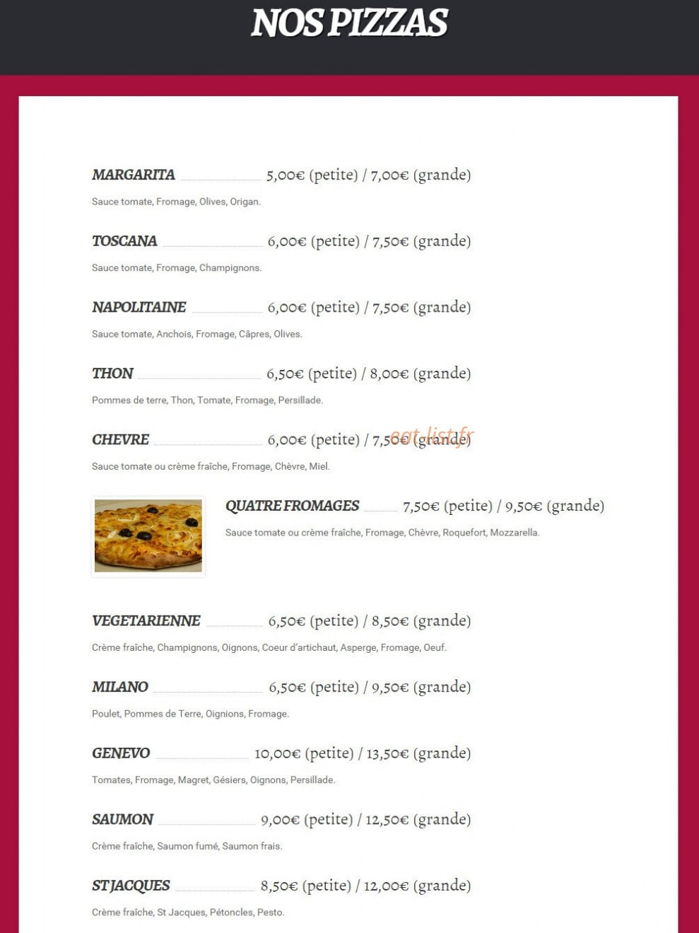 So' Burger — carte page 3