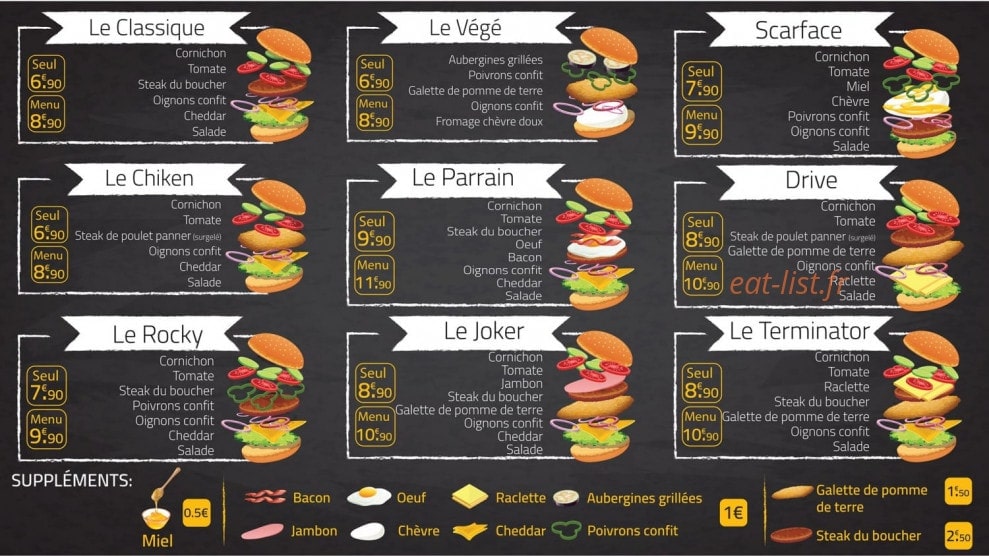 Sorami burger — carte page 1