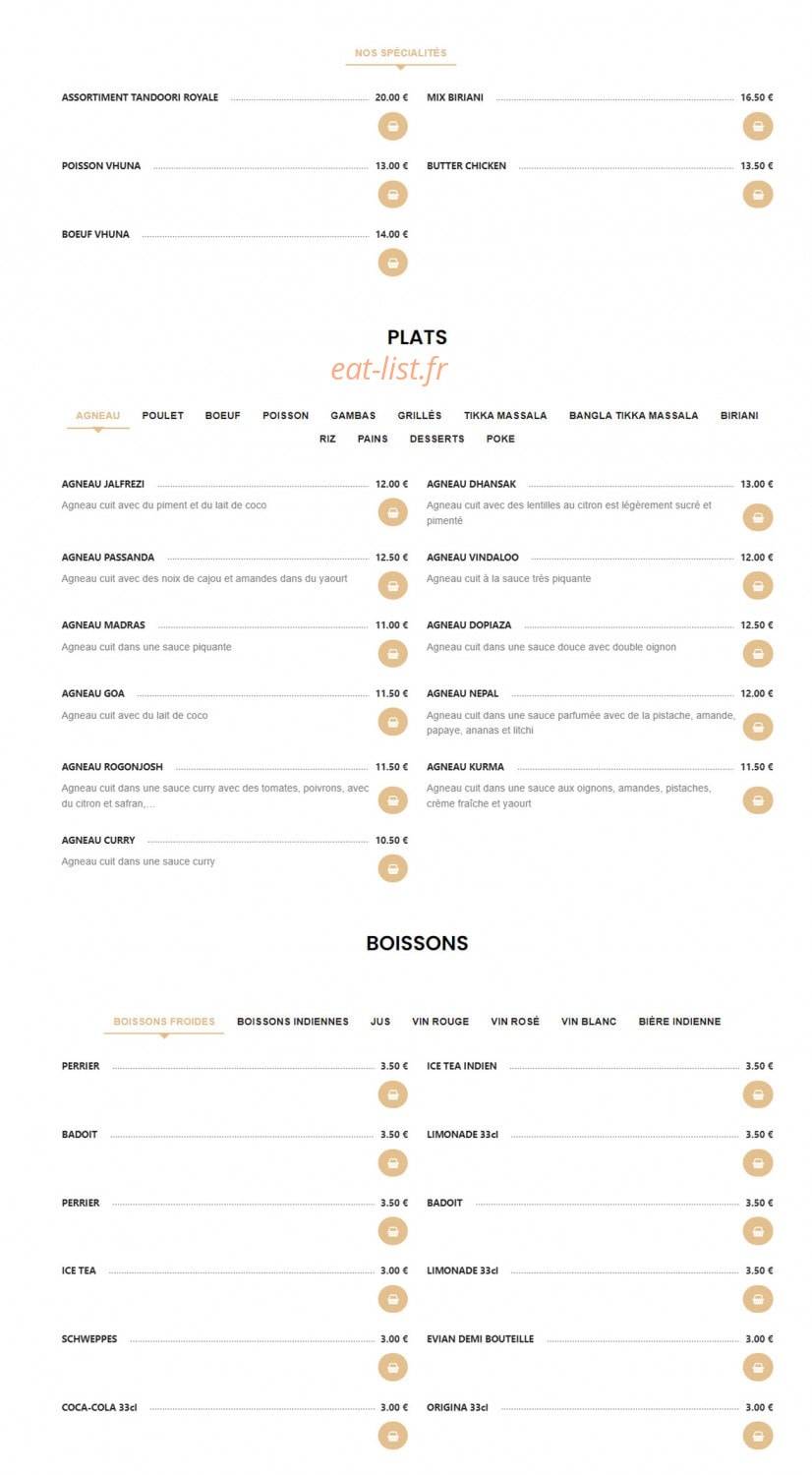 Spice of Bengale — carte page 2