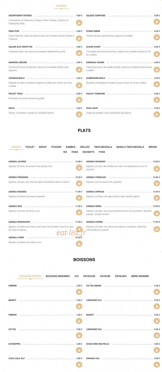 Spice of Bengale — carte page 1