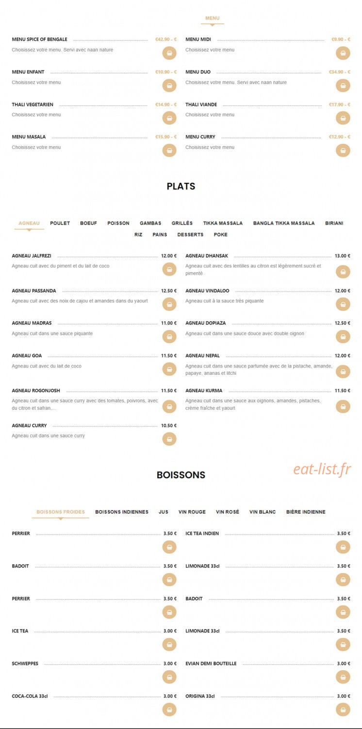 Spice of Bengale — carte page 3