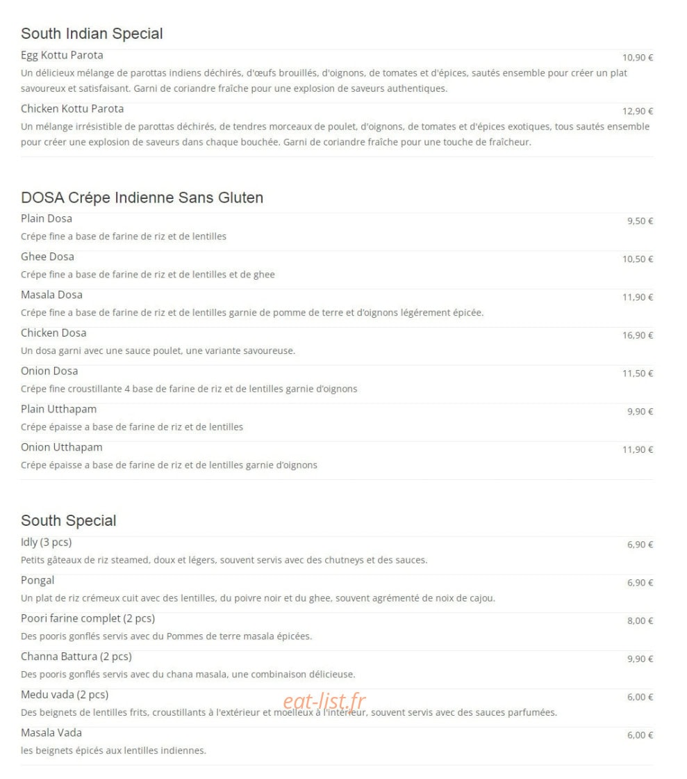 Spice Palatte Restaurant Indien — carte page 6