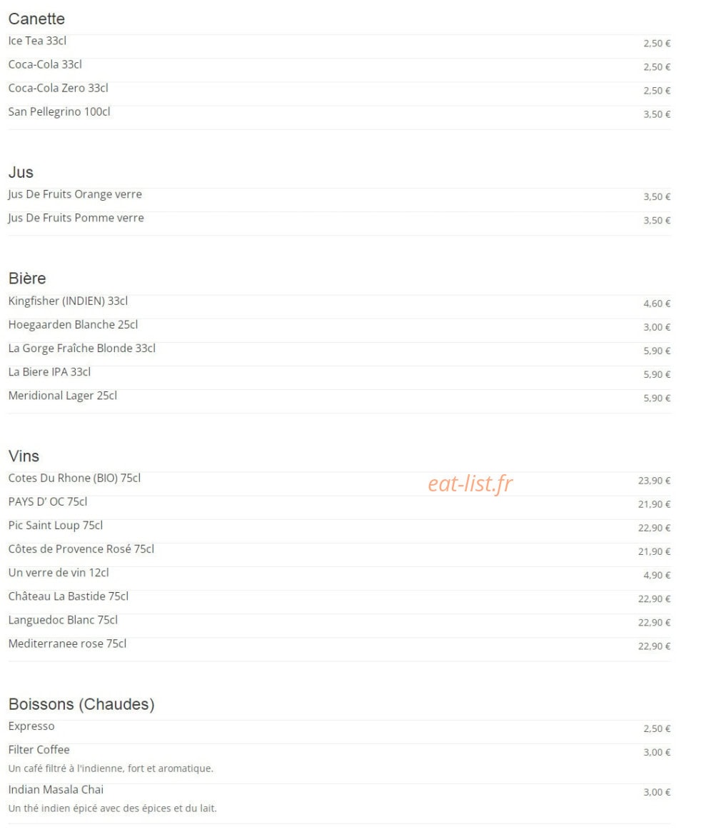 Spice Palatte Restaurant Indien — carte page 5