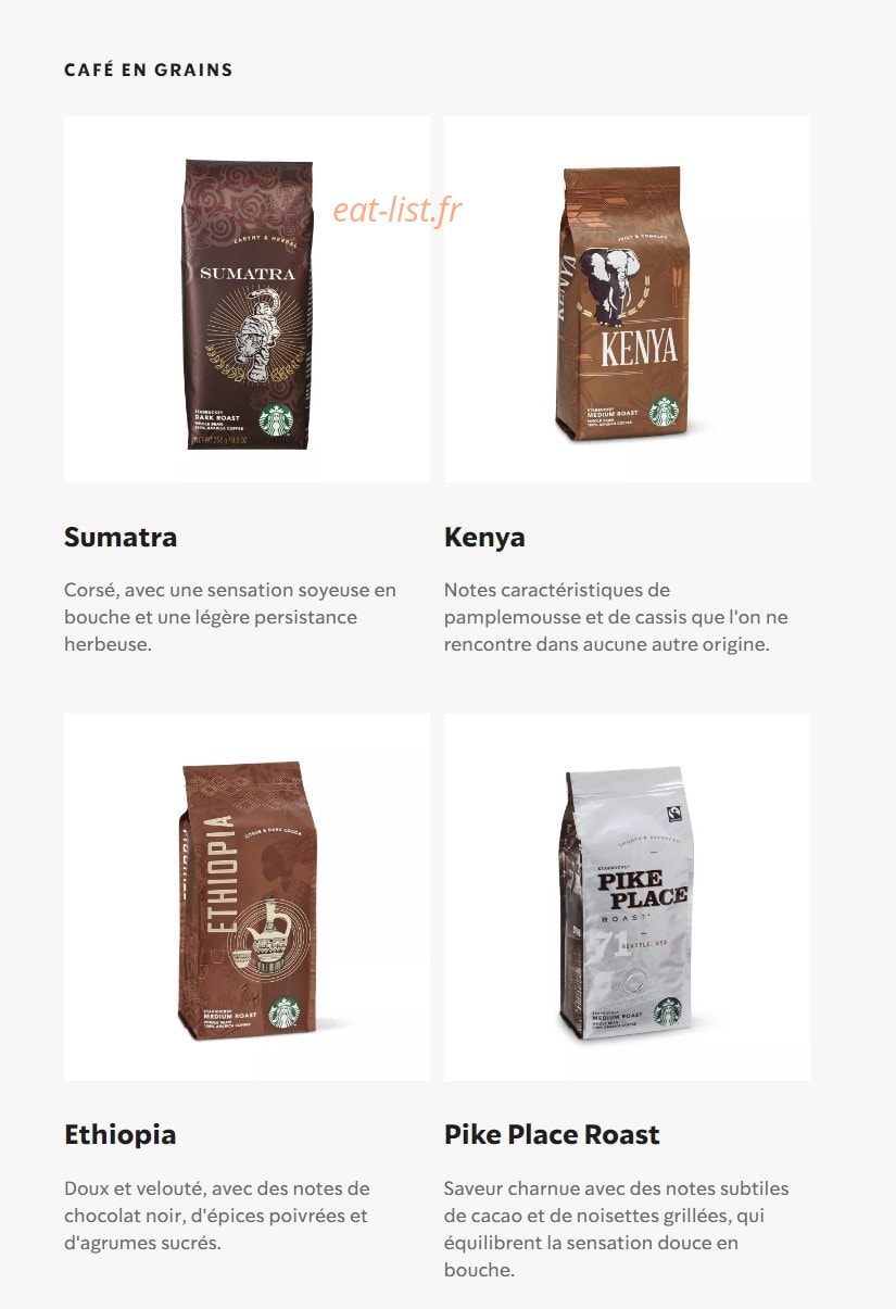 Starbucks Coffee — carte page 13