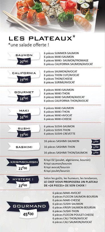 Carte et menu de Sushi Avenue à Toulouse — Les plateaux