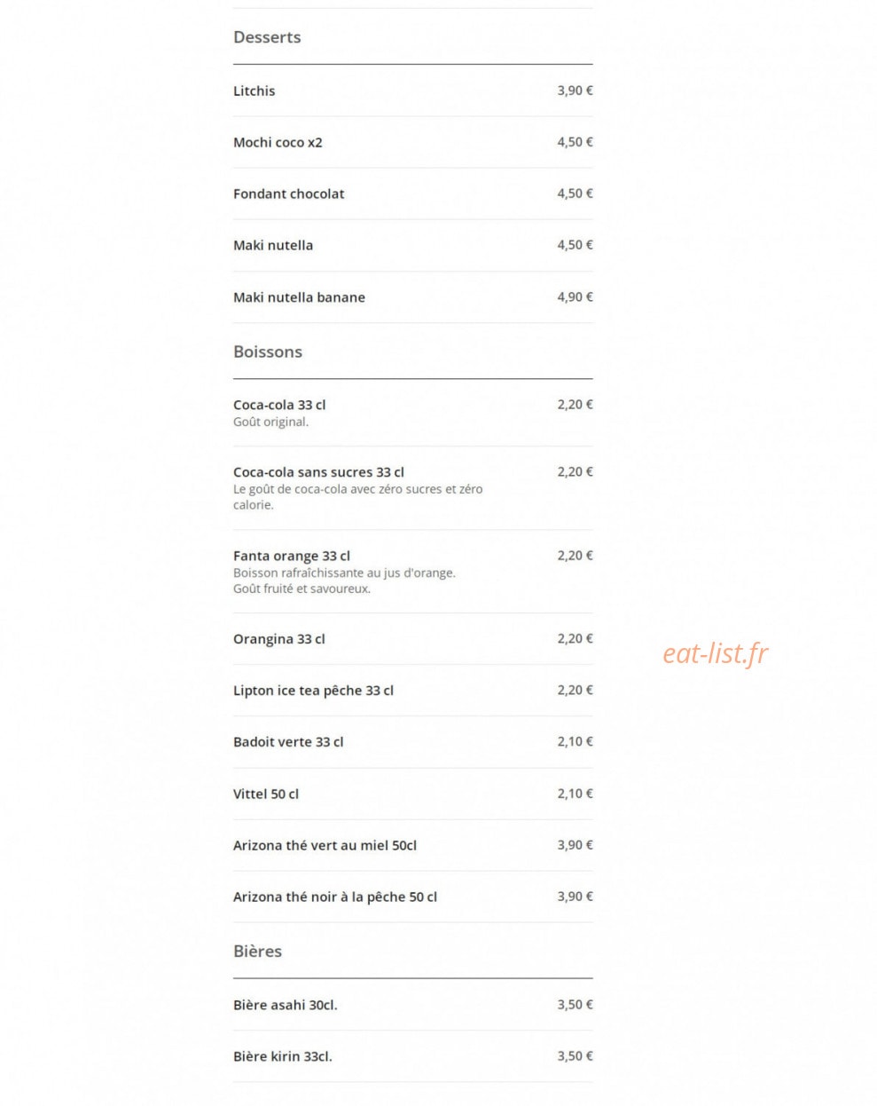 Sushi Inassé — carte page 9