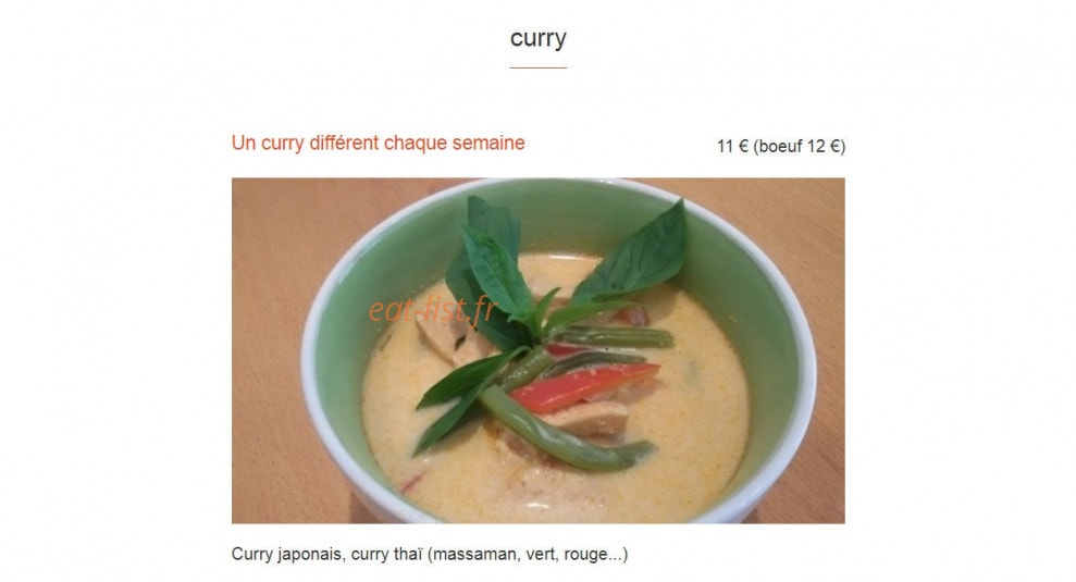 Carte et menu de Sushi Kare House à Toulouse — Curry
