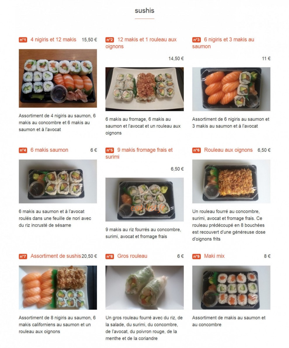 Carte et menu de Sushi Kare House à Toulouse — Sushis