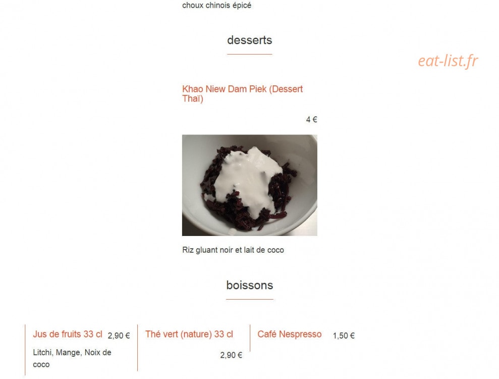 Carte et menu de Sushi Kare House à Toulouse — Desserts et boissons