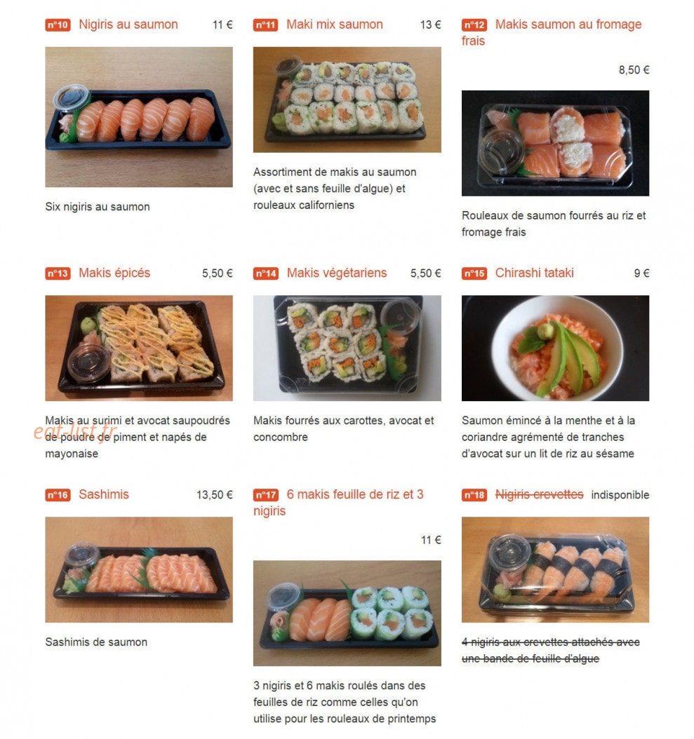 Carte et menu de Sushi Kare House à Toulouse — Sushis suite