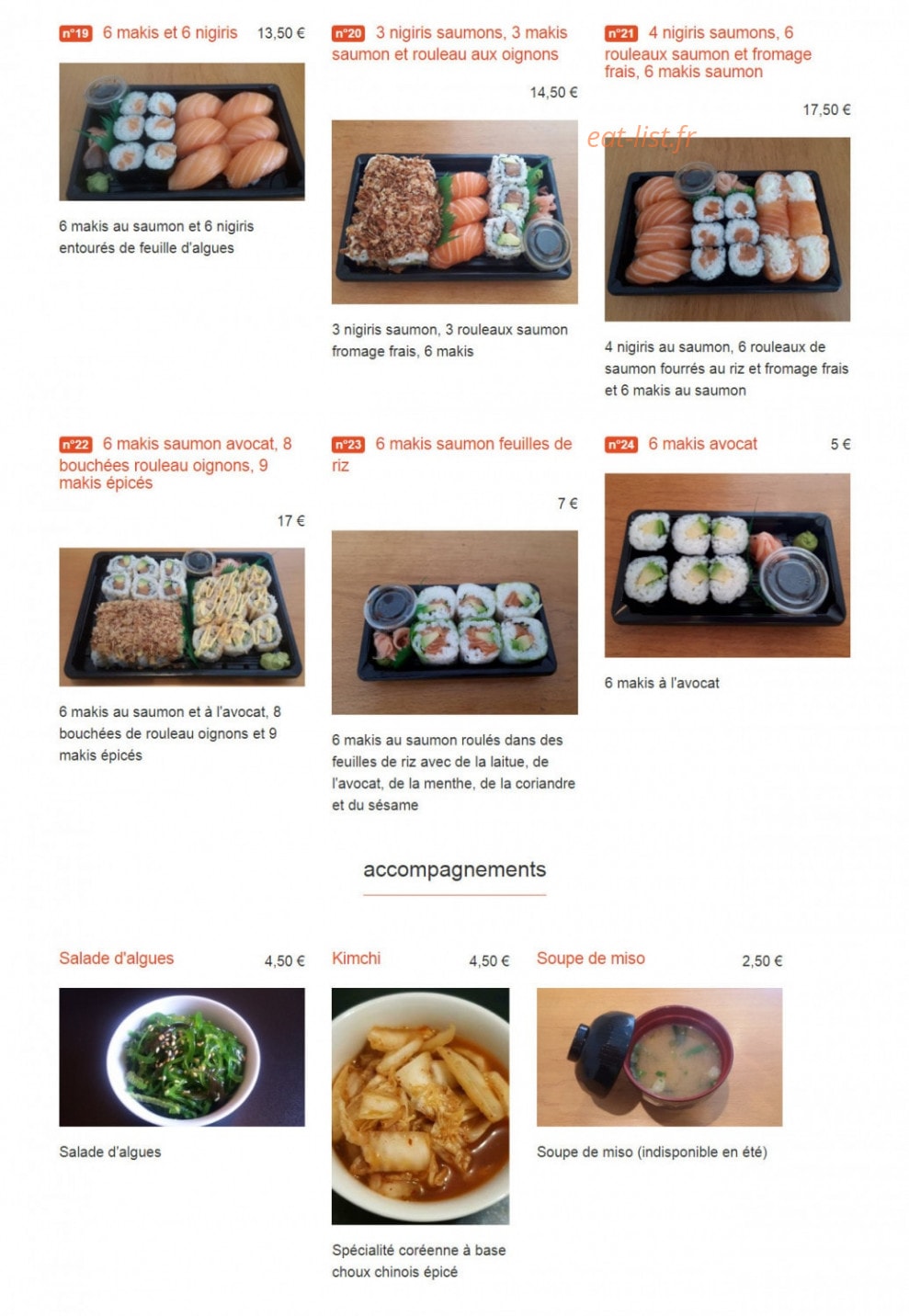 Carte et menu de Sushi Kare House à Toulouse — Sushis et accompagnements