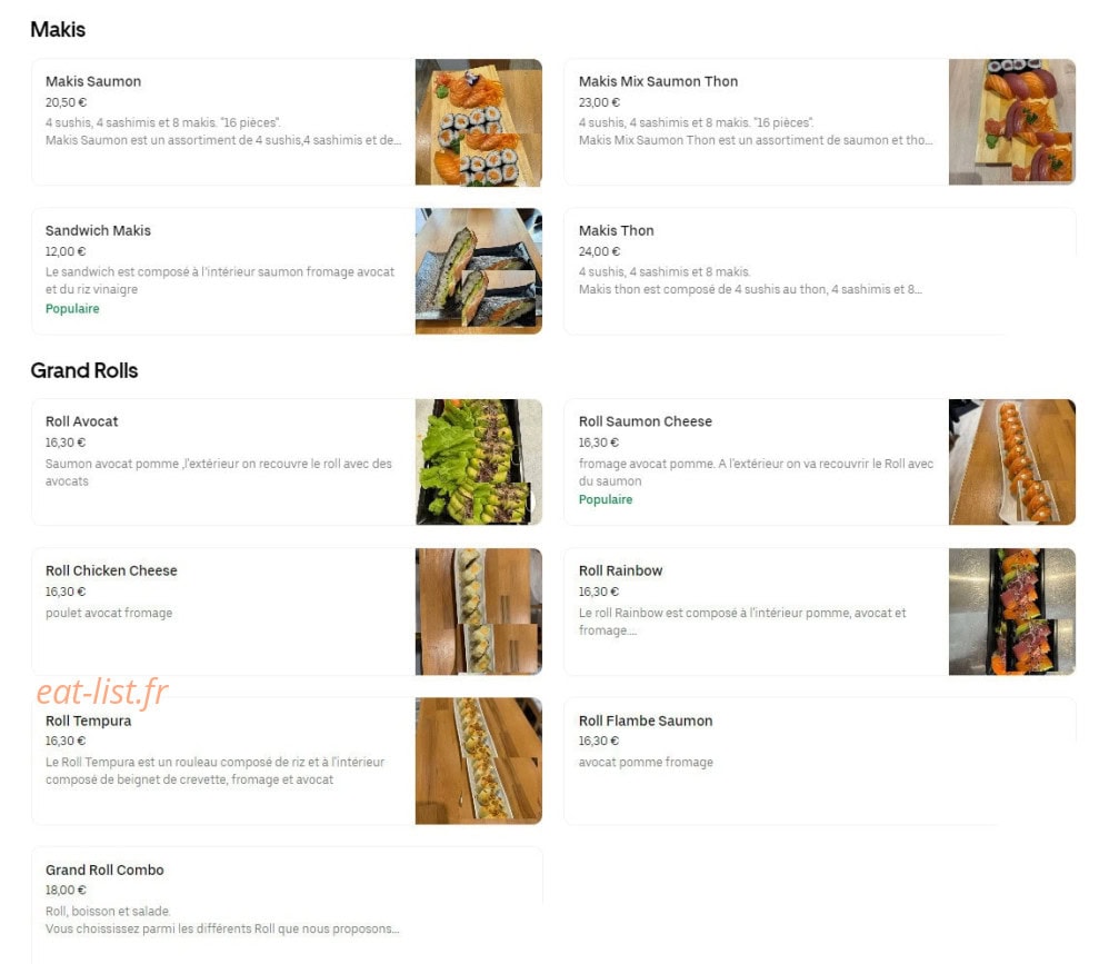Sushi koi — carte page 4