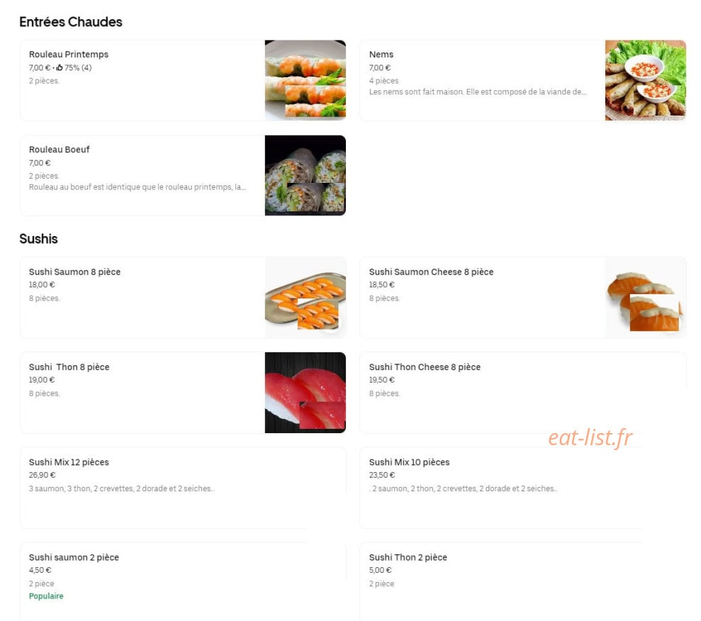 Sushi koi — carte page 2