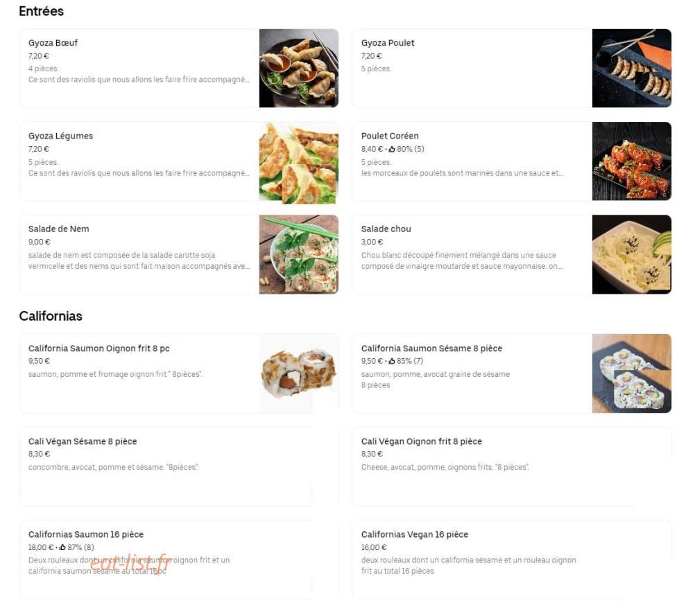 Sushi koi — carte page 1