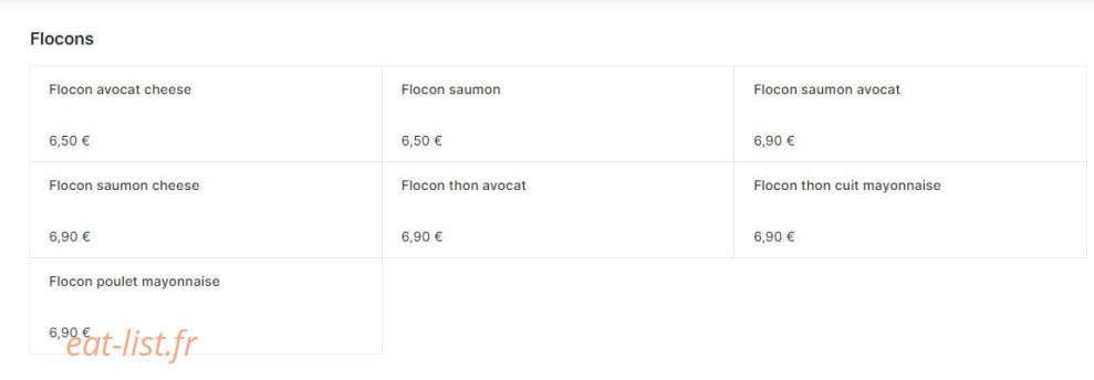 Carte et menu de Sushi N Wok à Toulouse — Les flocons