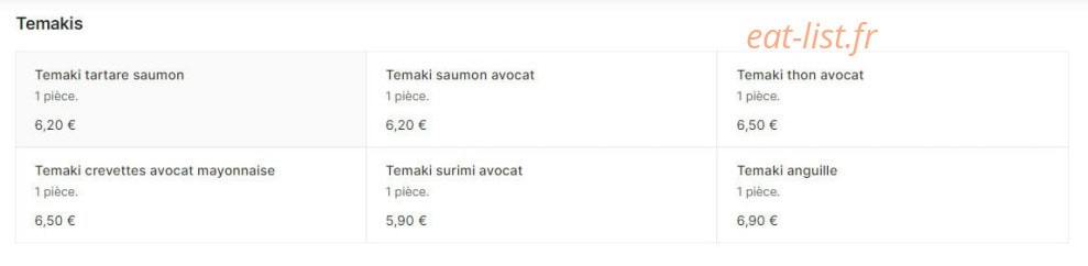 Carte et menu de Sushi N Wok à Toulouse — Temakis