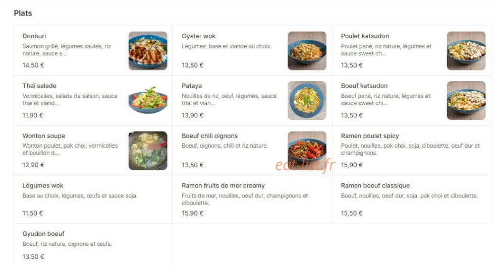 Carte et menu de Sushi N Wok à Toulouse — Les plats