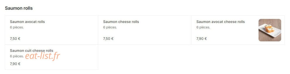 Carte et menu de Sushi N Wok à Toulouse — Les saumons rolls