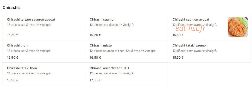 Carte et menu de Sushi N Wok à Toulouse — Chirashis