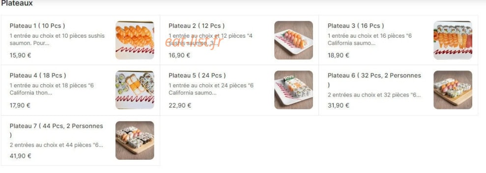 Carte et menu de Sushi N Wok à Toulouse — Les plateaux