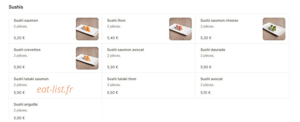 Carte et menu de Sushi N Wok à Toulouse — Sushis