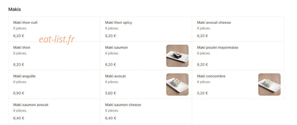 Carte et menu de Sushi N Wok à Toulouse — Makis