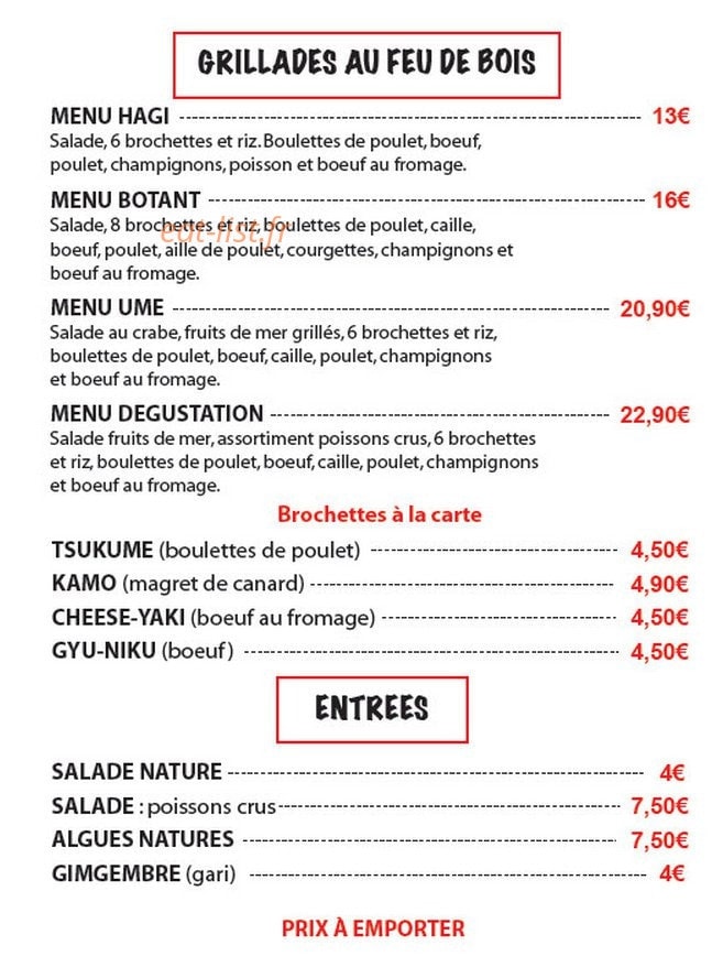 Sushiyaki — carte page 2