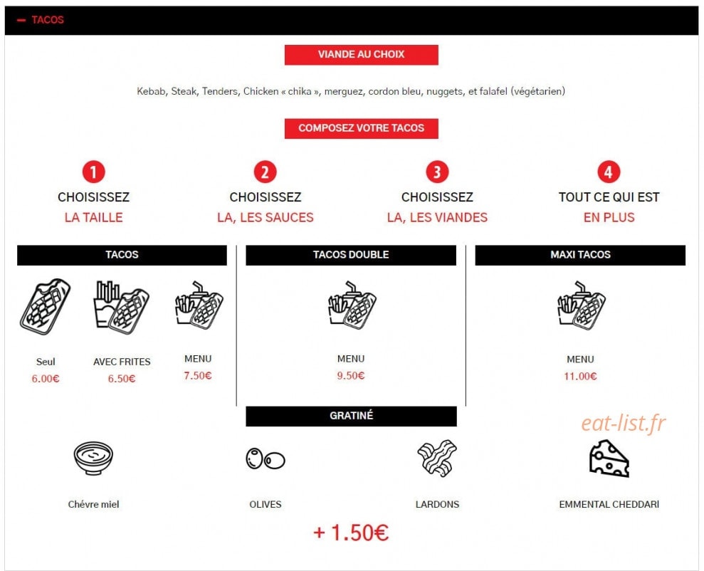 Tacos Burger Avenue — carte page 1