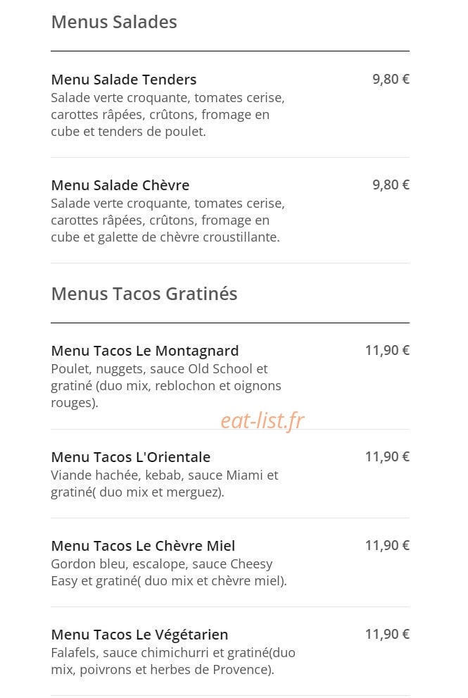 Tacos Hermanos — carte page 2