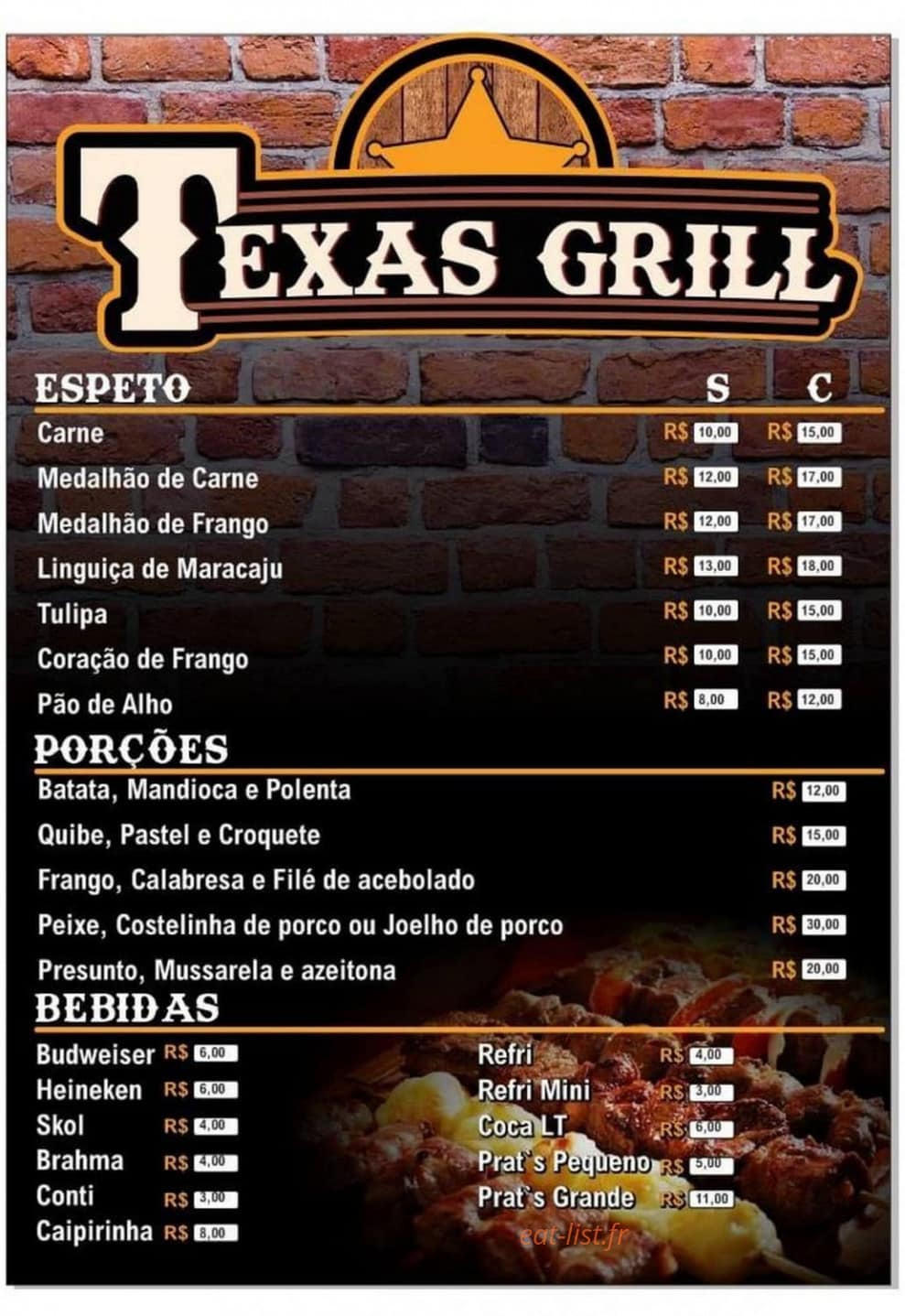 Texas grill — carte page 1