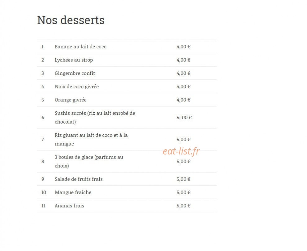 Thai-Thai SuShi — carte page 5