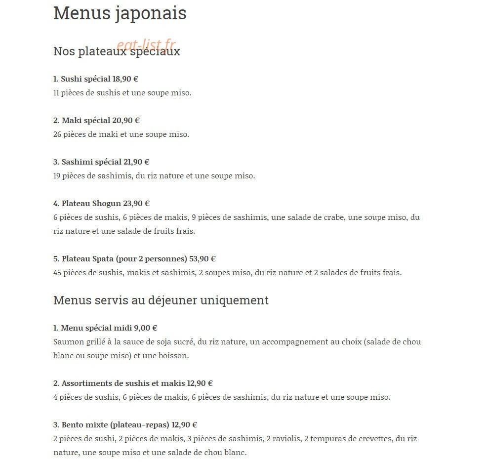 Thai-Thai SuShi — carte page 3