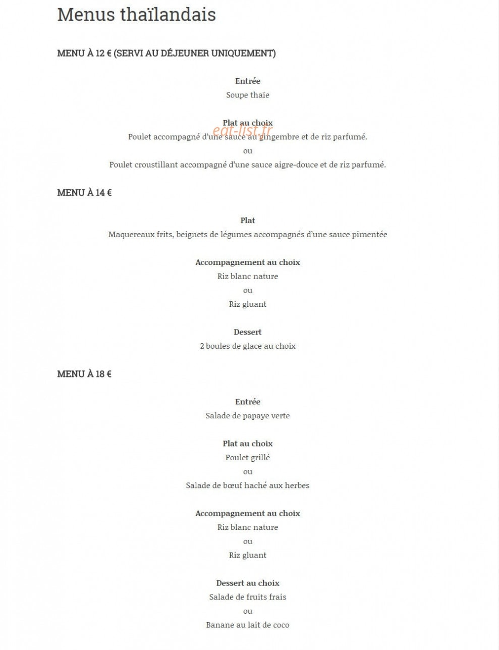 Thai-Thai SuShi — carte page 1