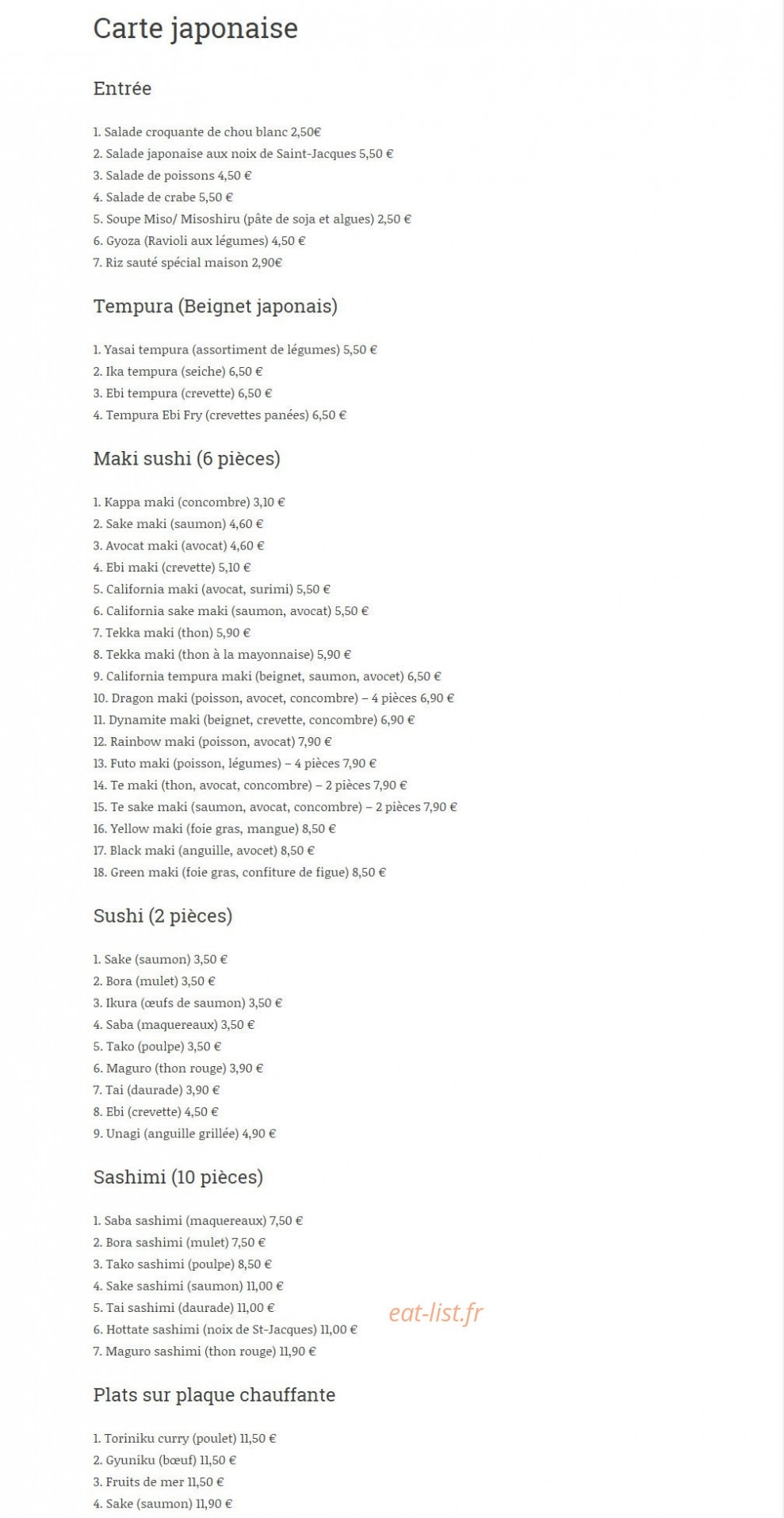Thai-Thai SuShi — carte page 4