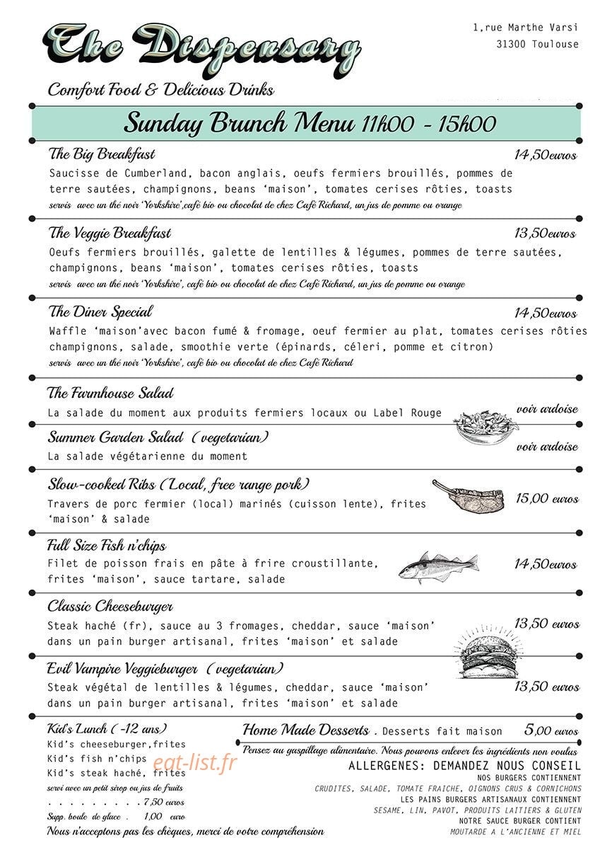 The Dispensary — carte page 4